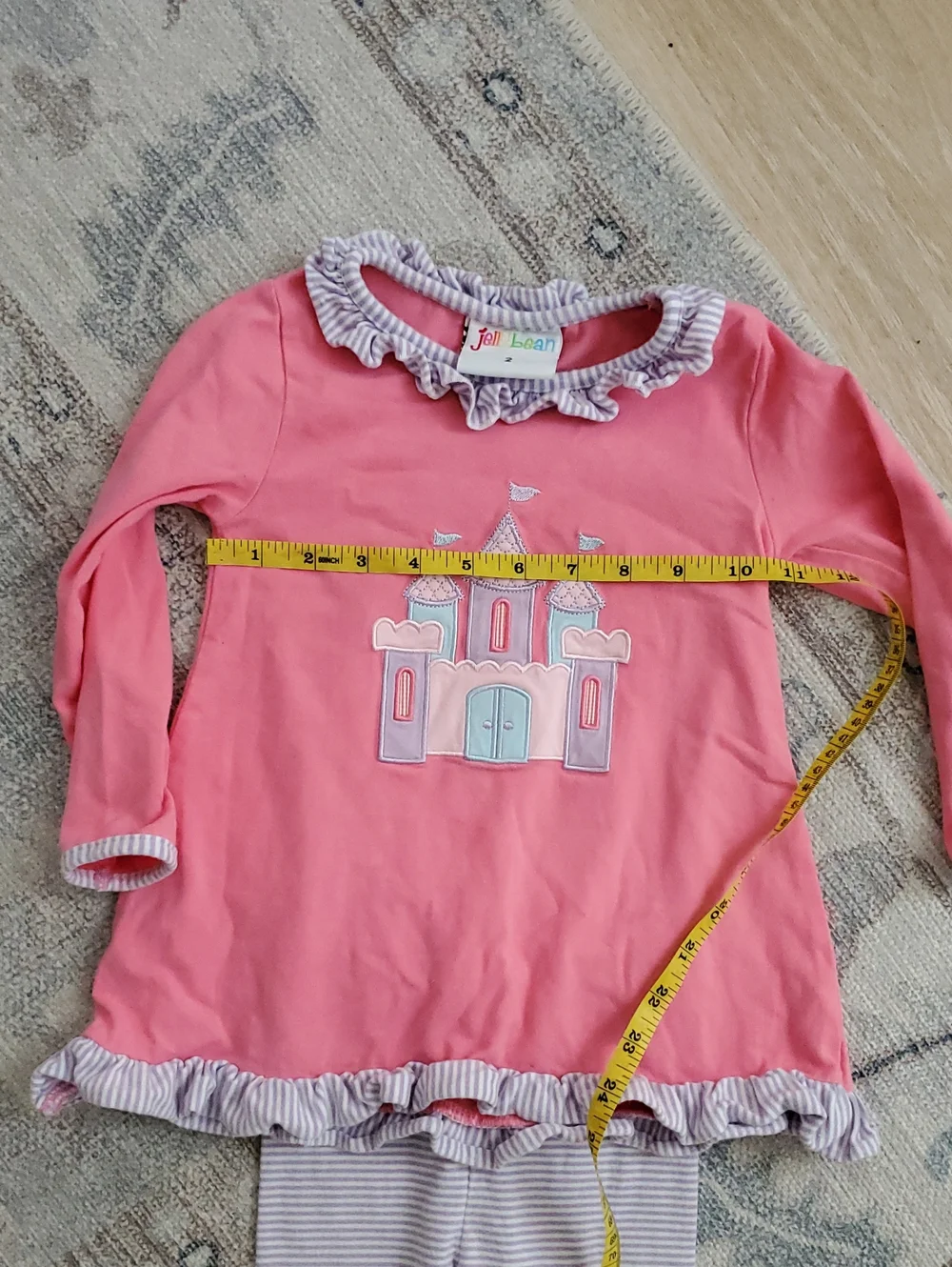 Jellybean Toddler Girls Princess Castle Applique Ruffle Set Matching Outfit Sz2